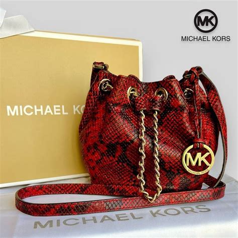 michael kors frankie drawstring purse|Michael Kors Frankie Embossed Python Leather Small .